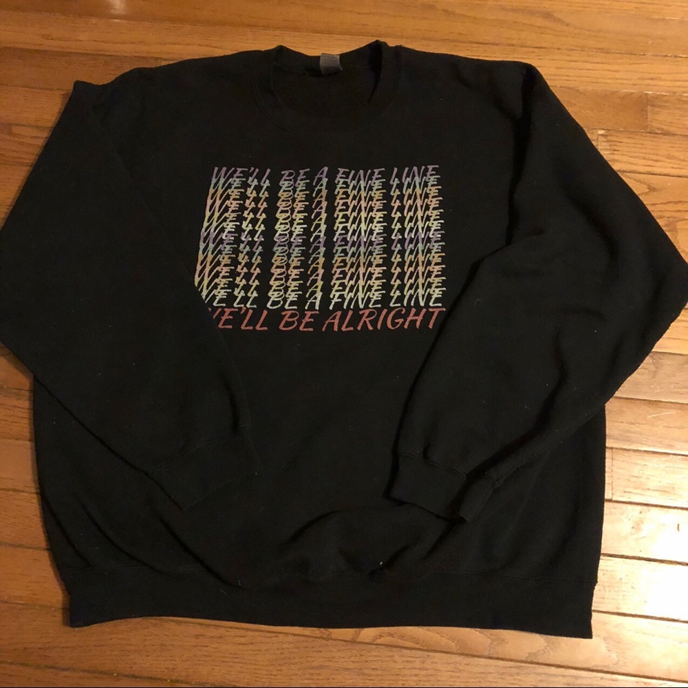 Black Graphic Crewneck Sweatshirt - We'll Be Alright